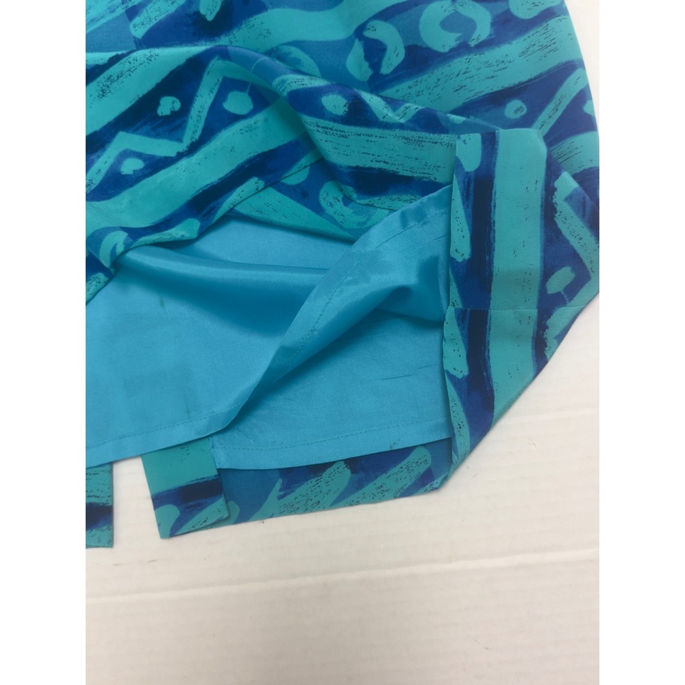 Maggy London Geometric Print Silk Sheath Dress Womens 10 Teal Blue Office - Picture 5 of 9